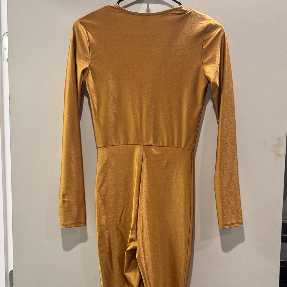 Elegant Gold Long Sleeve Jumpsuit